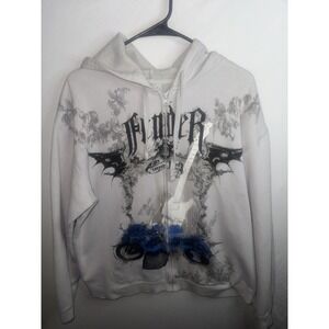 Men's Fender Long Sleeve Full Zip Hooded Sweatshirt Size XL Y2K